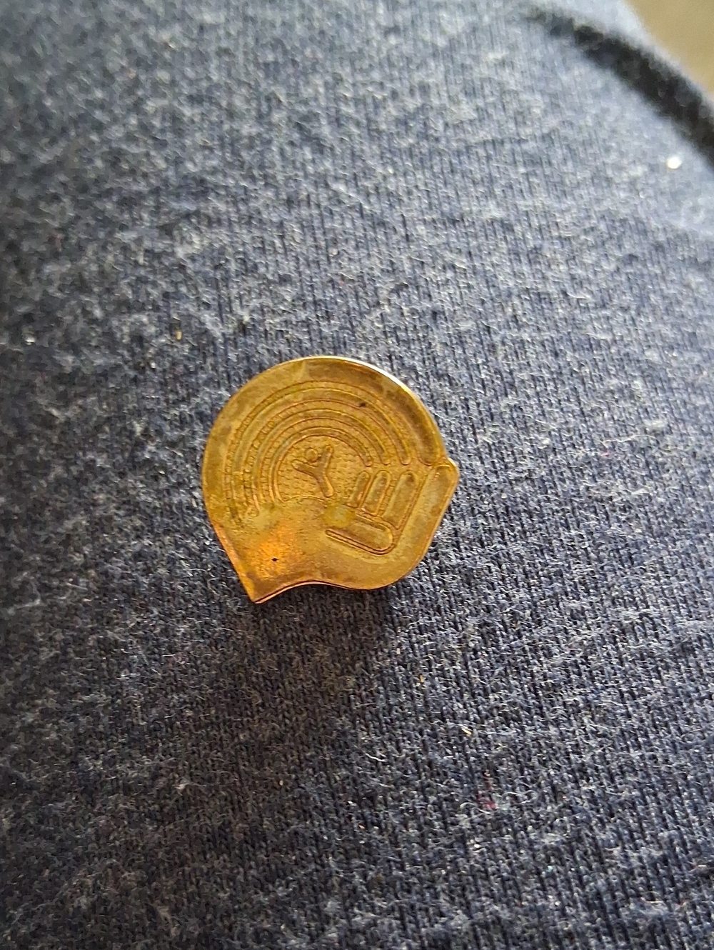Gold-Tone Circular Metal Pin - Decorative Accessory